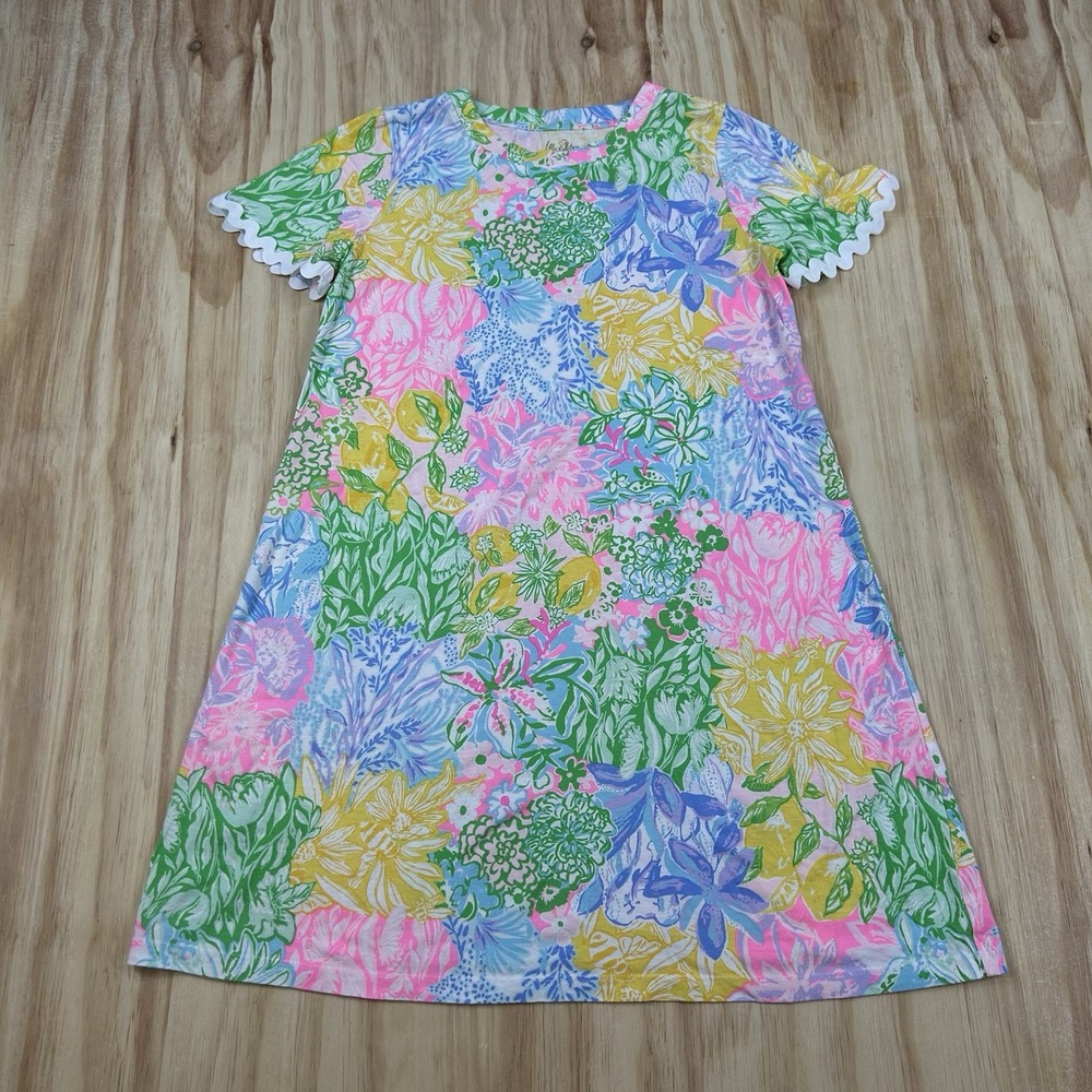 Lilly Pulitzer Cody Women's Small Bright Delight Patch Short Sleeve Dress Multi
